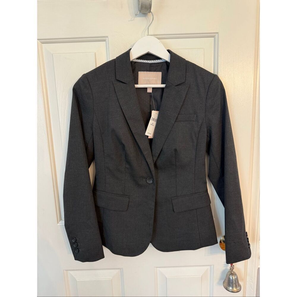 Banana Republic Charcoal Gray Single Breasted Suit Jacket sz 2P NWT